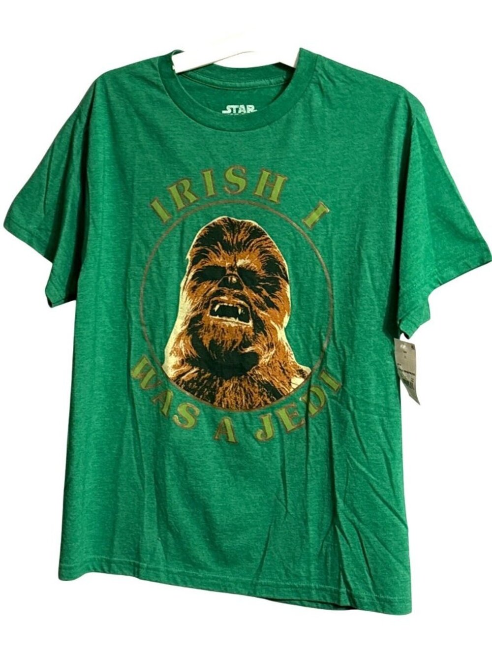 Star Wars Chewbacca Green T-Shirt Large St. Patricks Day Irish I Was A Jedi NWT